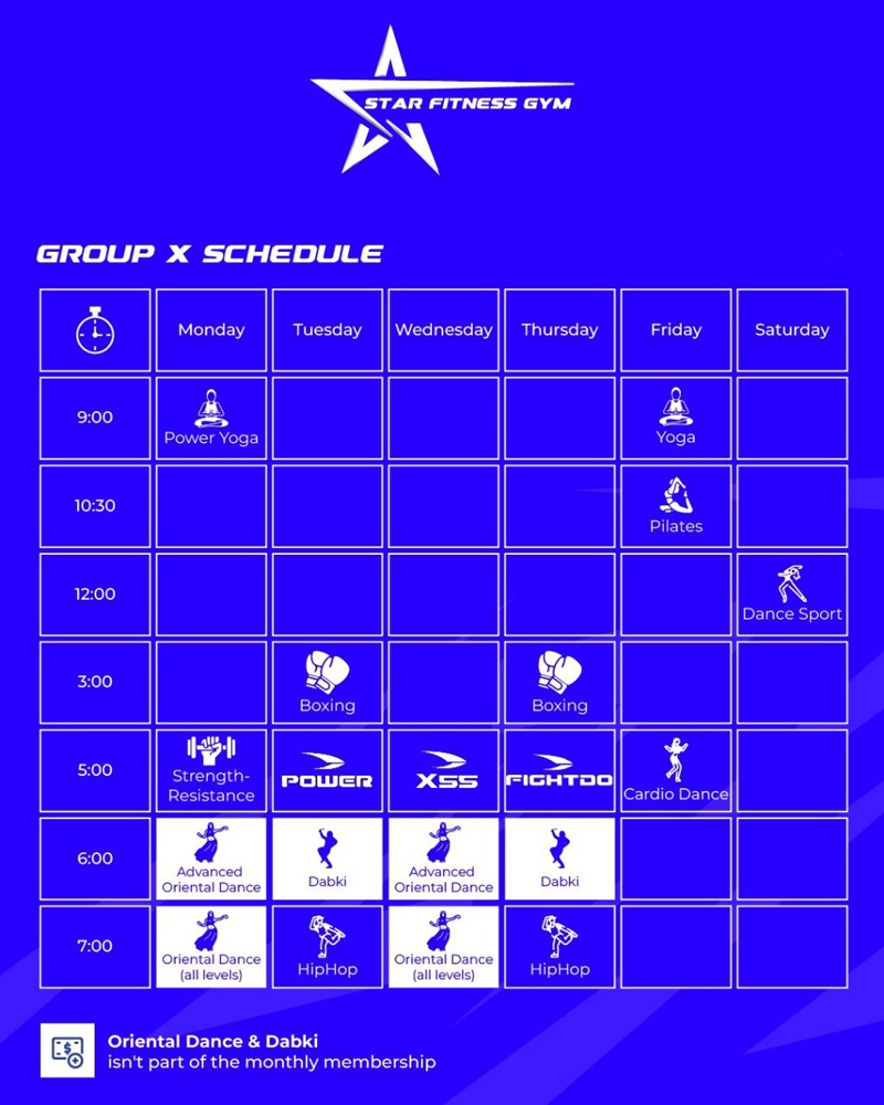 Star Fitness Gym Schedule